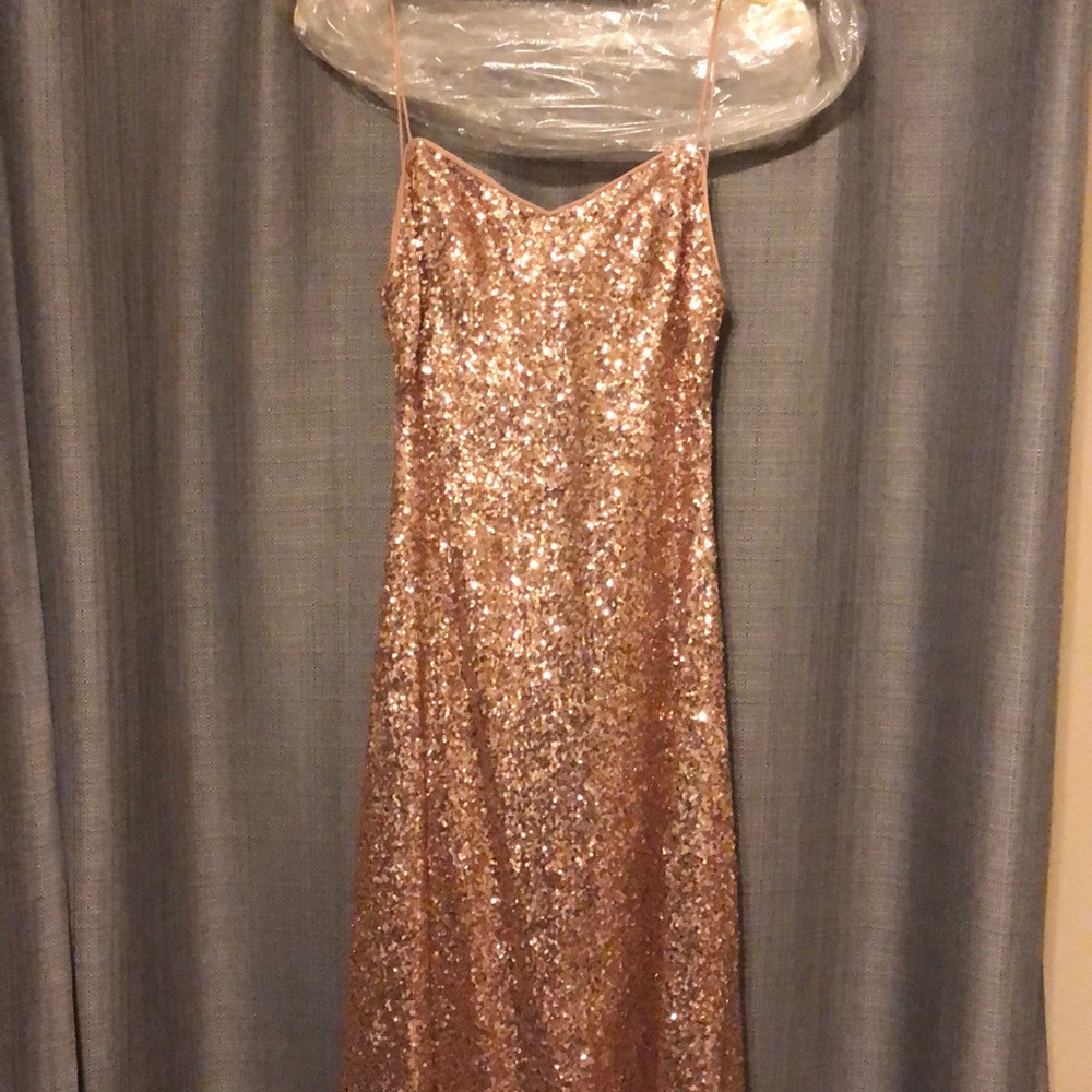 Rose gold sequin maxi dress